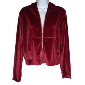 Fabletics Donna Velour Zip Hoodie Size S Vanessa Hudgens Red Cherry Burst